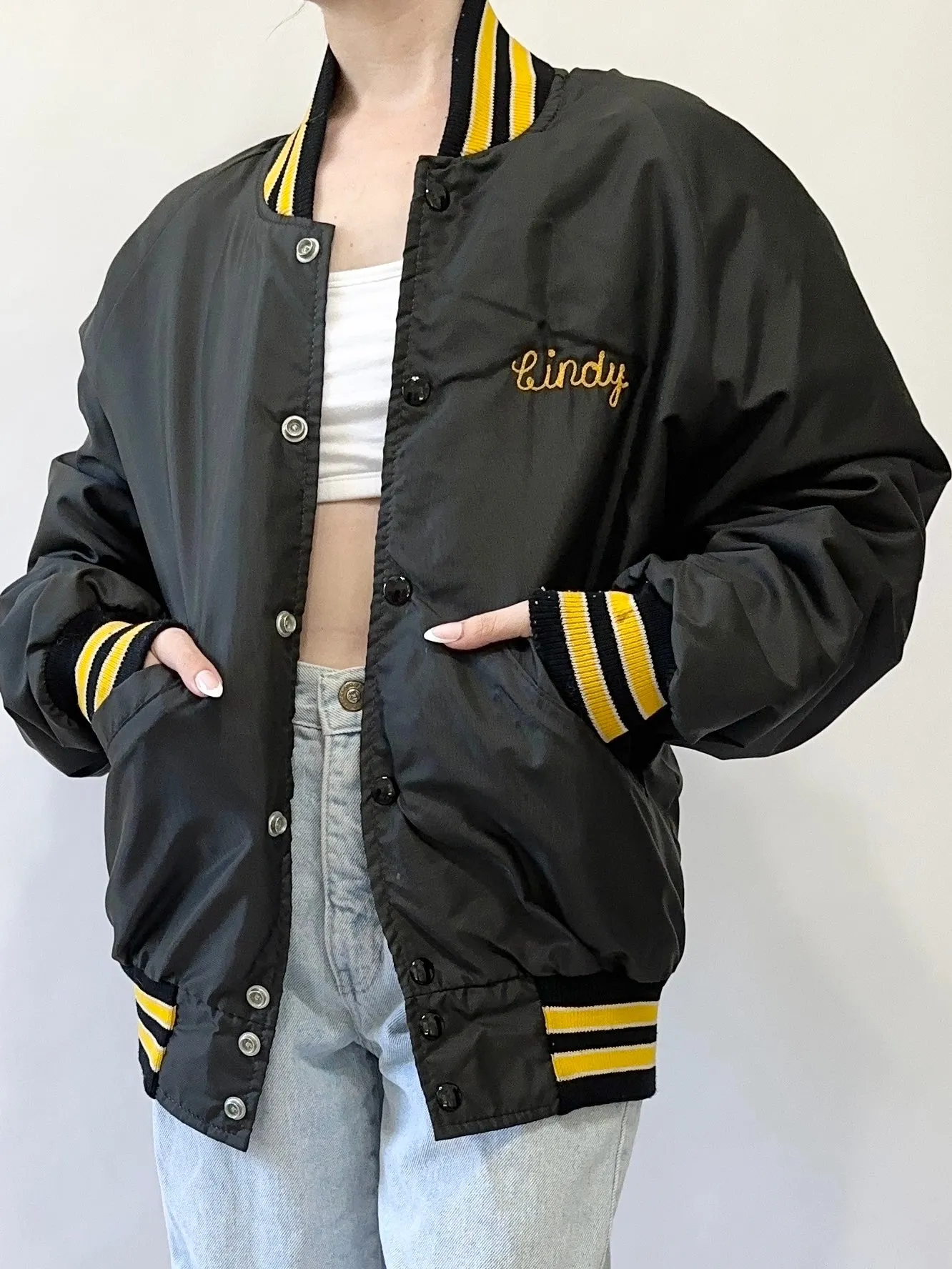 1980's Bishop Foley Venturettes Varsity Cheerleading Bomber Jacket (S)