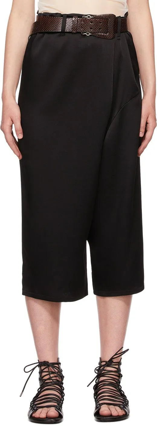 Ann Demeulemeester Black Satin Asymmetric Trousers