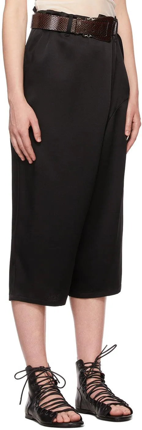 Ann Demeulemeester Black Satin Asymmetric Trousers