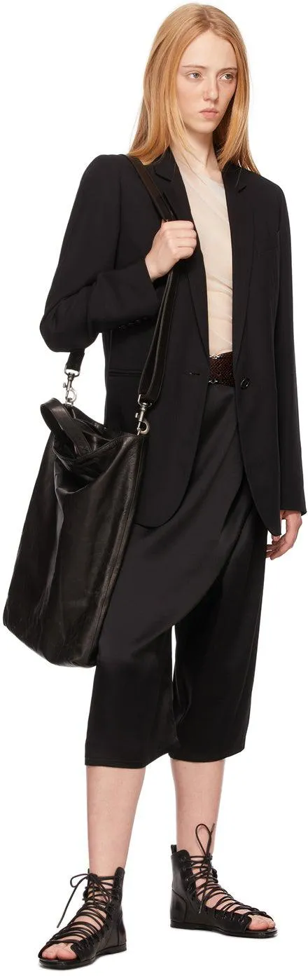 Ann Demeulemeester Black Satin Asymmetric Trousers