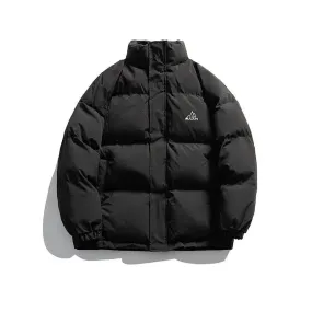 Embroidered Stand Collar Puffer Jacket