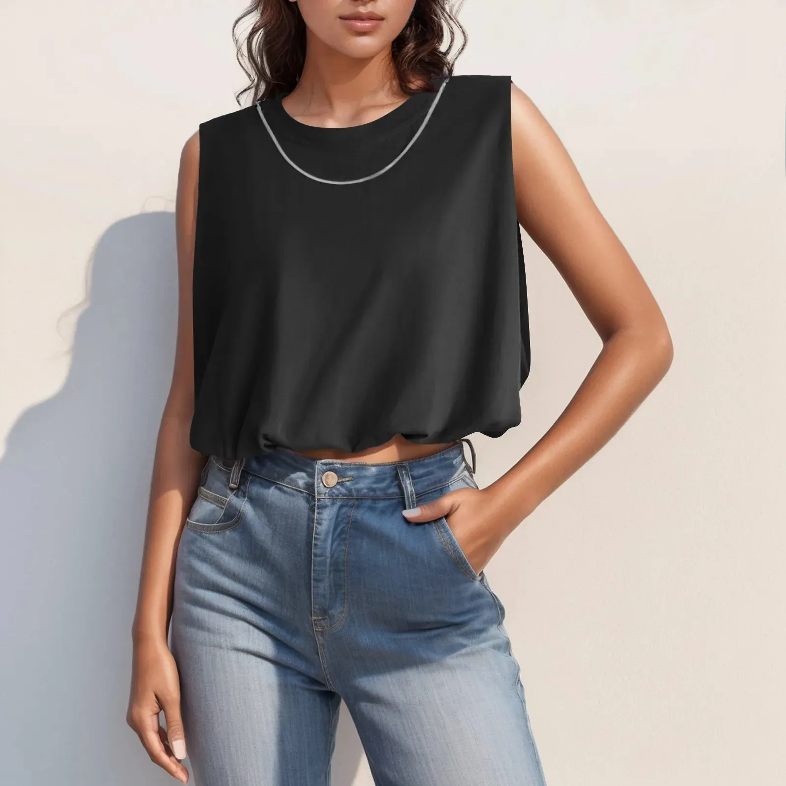 Fashion Sleeveless Solid Tank Top