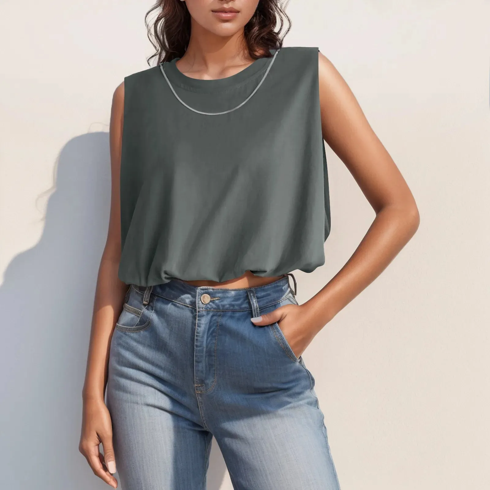 Fashion Sleeveless Solid Tank Top