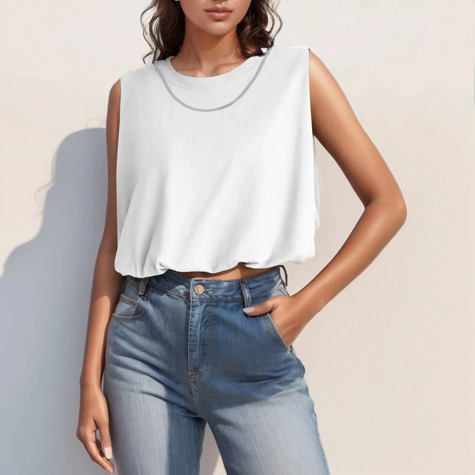 Fashion Sleeveless Solid Tank Top