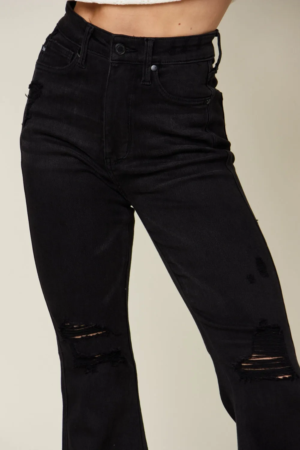 Judy Blue Full Size High Waist Distressed Flare Jeans (Online Only)