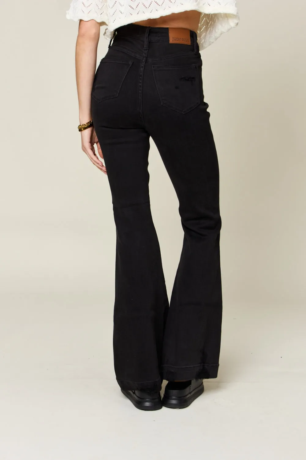 Judy Blue Full Size High Waist Distressed Flare Jeans (Online Only)