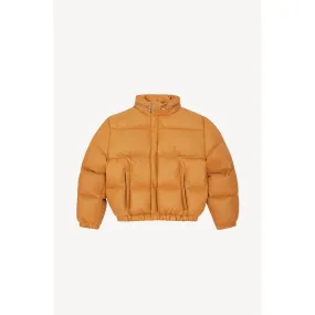Men Fashion Leather Puffer - Dark Camel