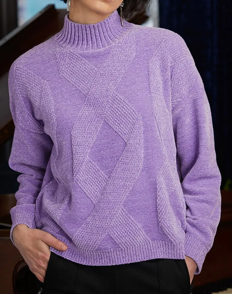 Mock Neck Chenille Pullover