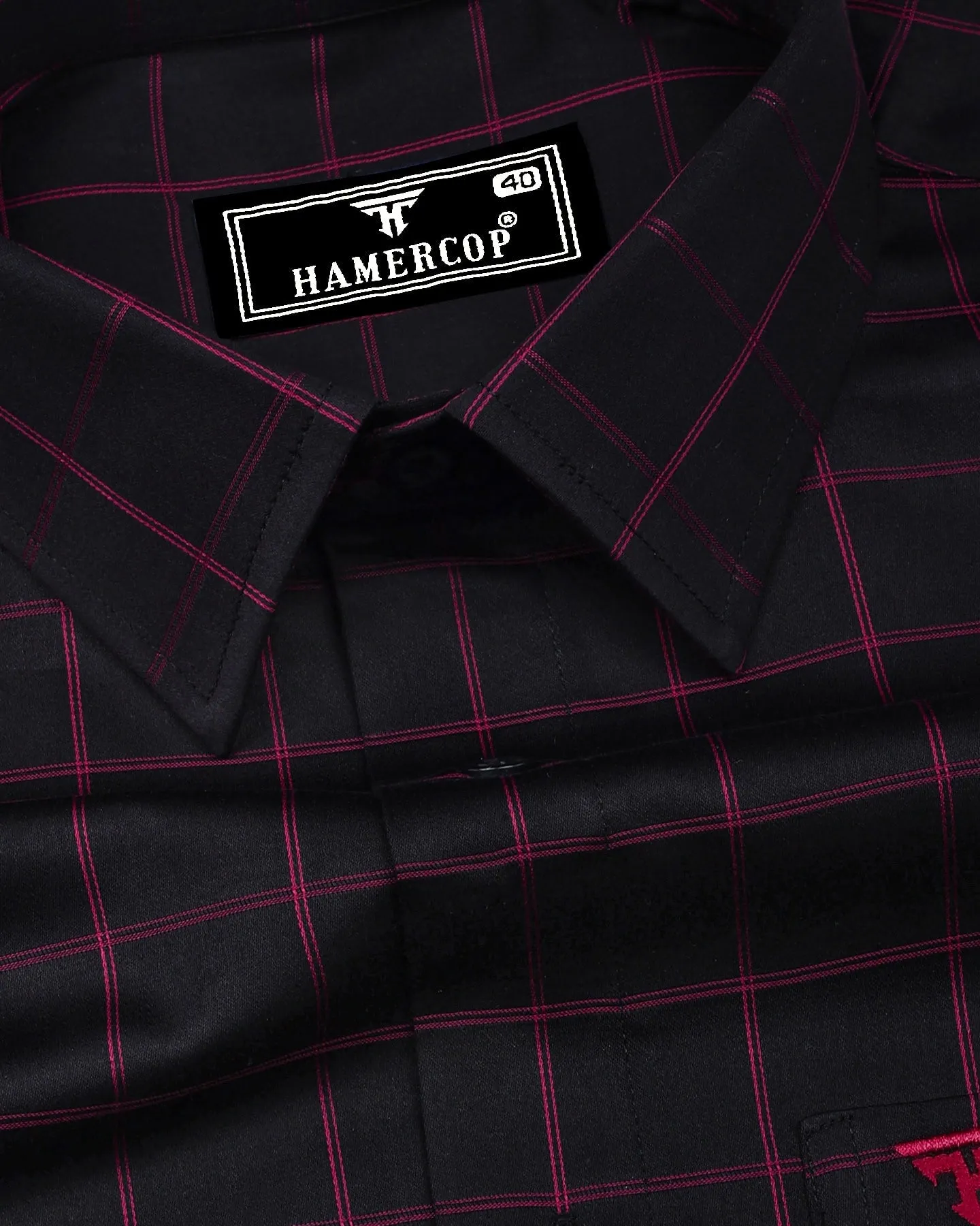 Monor Pink With Black Check Premium Cotton Shirt