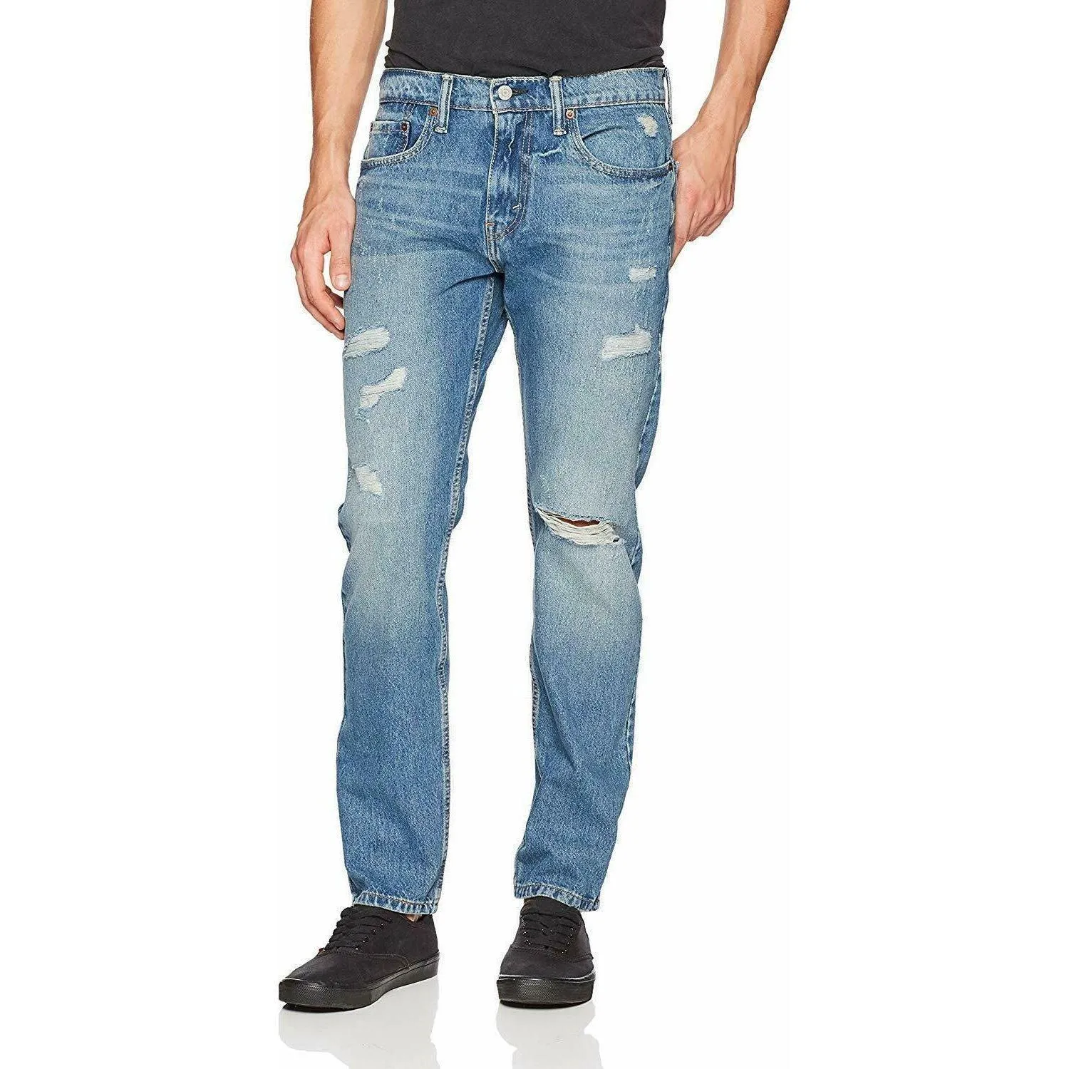 NWT - Levis 502 Regular Taper Stretch Mens Ripped Denim Jeans  - Size 34/34