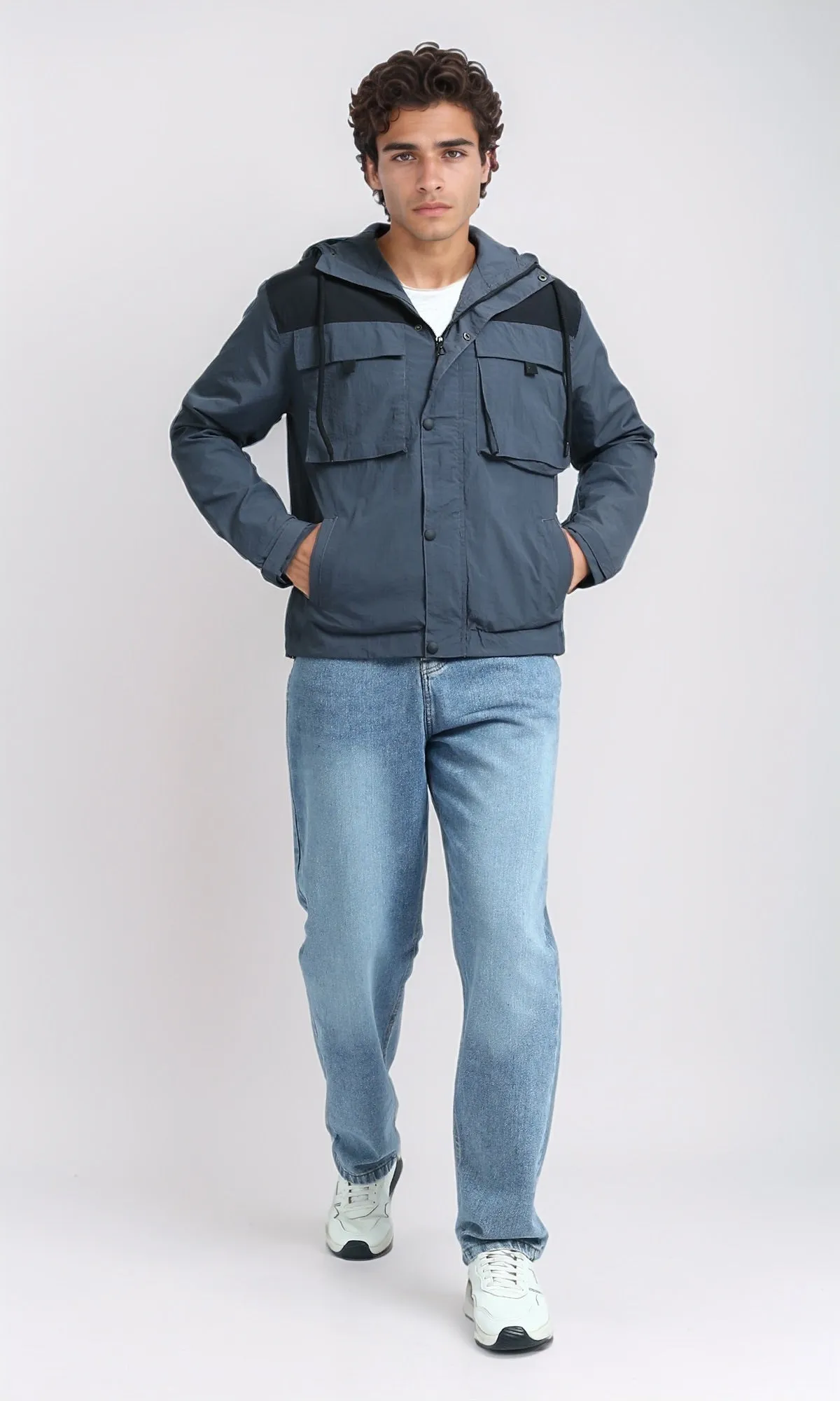 O197498 - Winter Puffer Jacket With Front Pockets - Dark Grey
