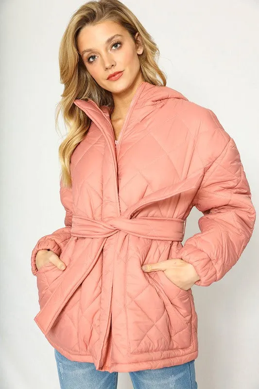 Puffer Jacket With Tie