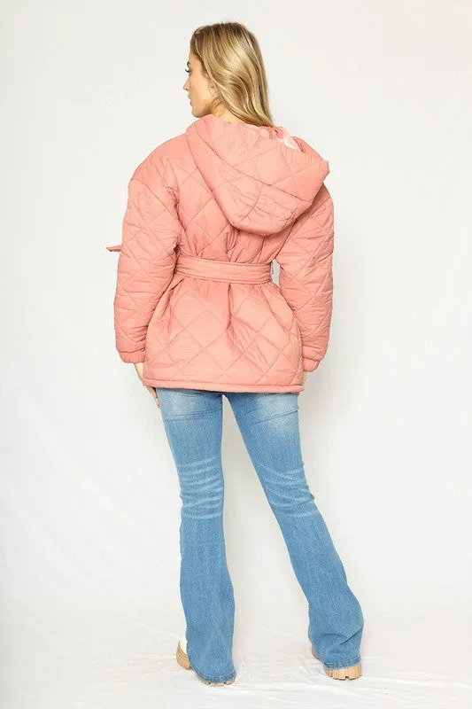 Puffer Jacket With Tie