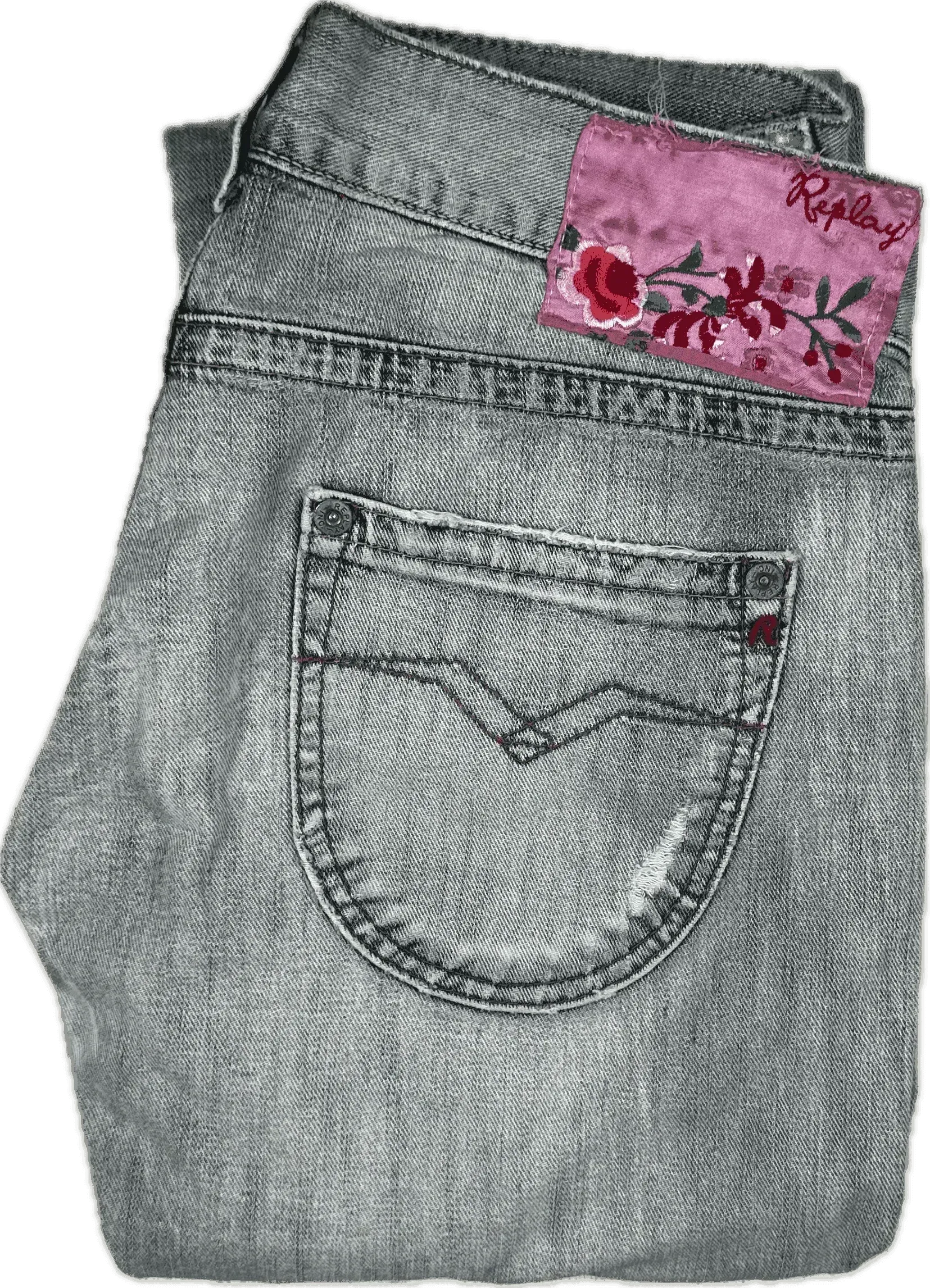 Replay Ladies Denim Rose Label Relaxed Fit Jeans- Suit Size 9/10