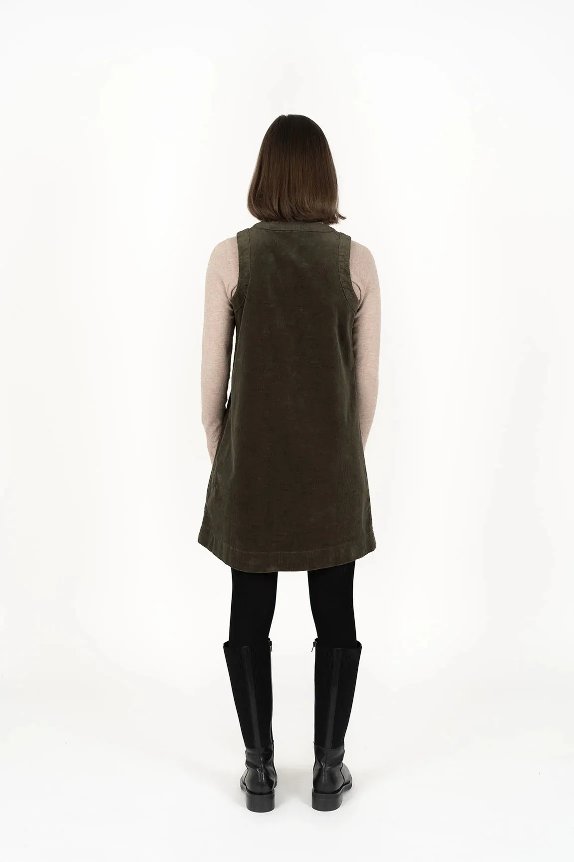 Riley Cord Dress - Moss