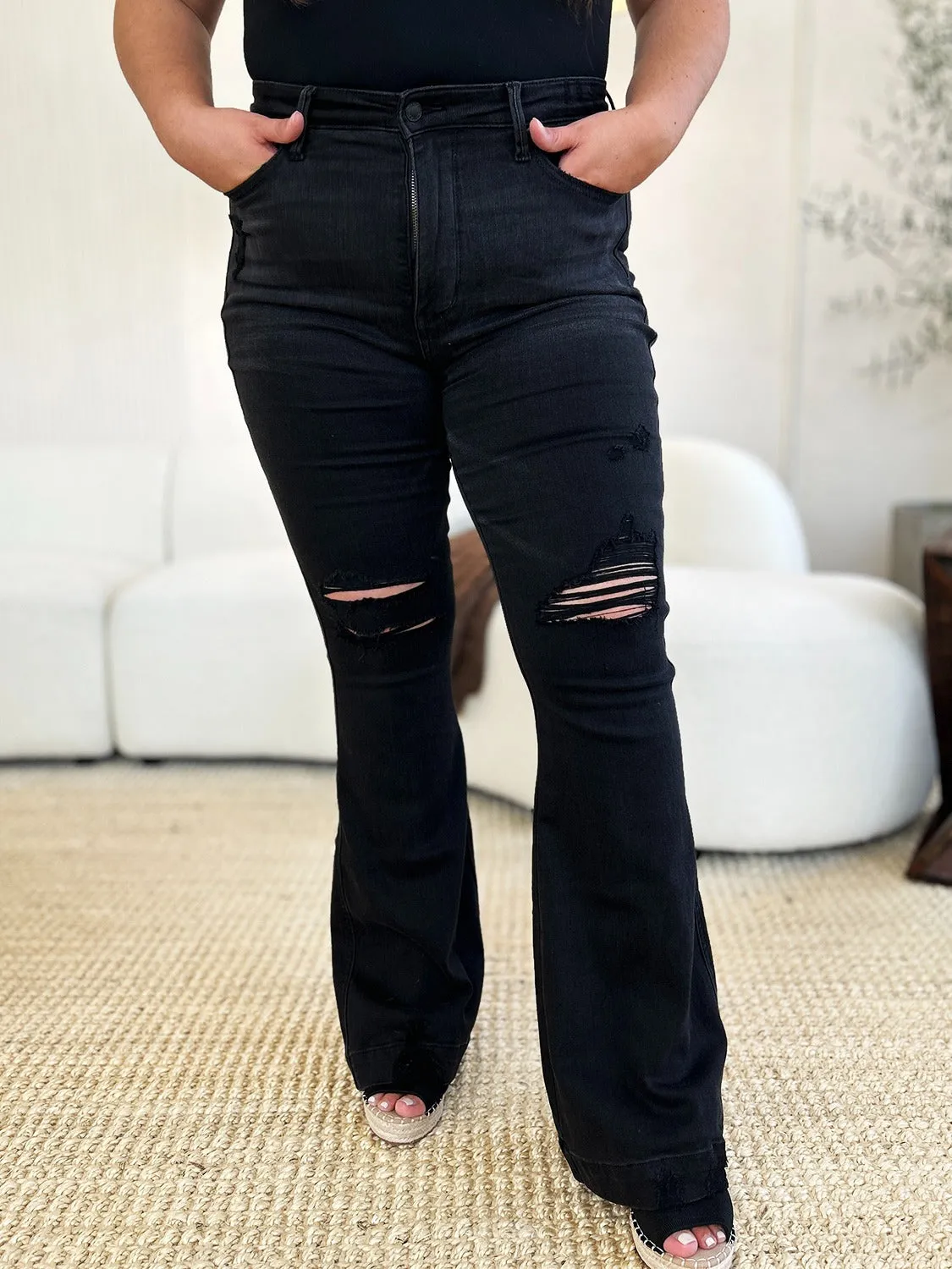 Rosa Marie High Waist Distressed Flare Jeans by Judy Blue