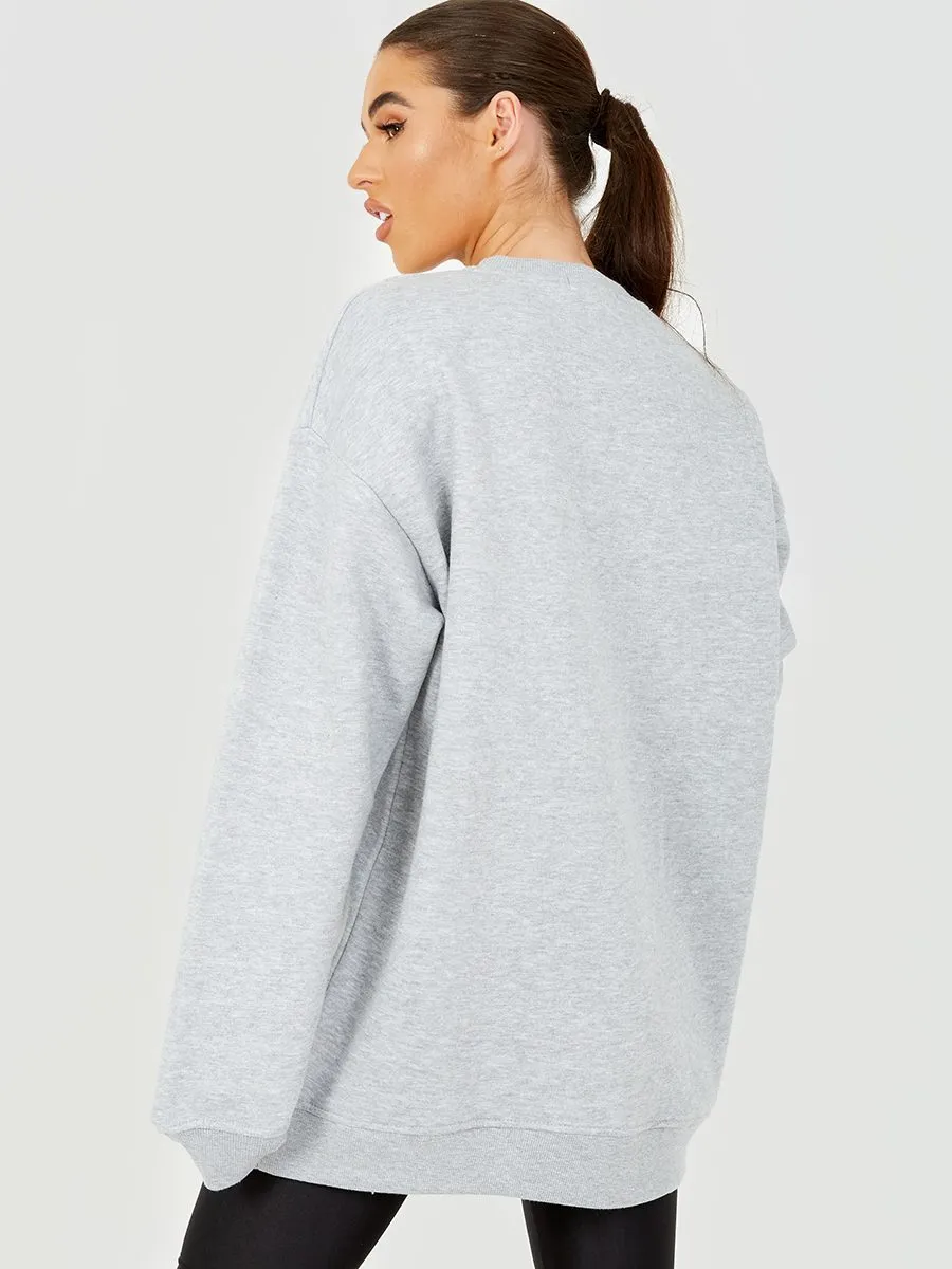 Sandy Massachusetts University Graphic Sweatshirt Jumper In Grey