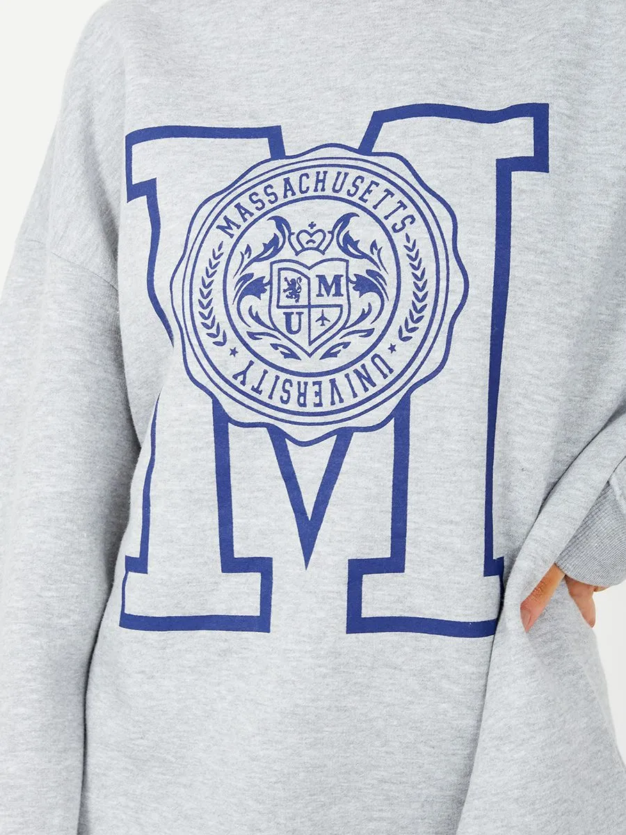 Sandy Massachusetts University Graphic Sweatshirt Jumper In Grey