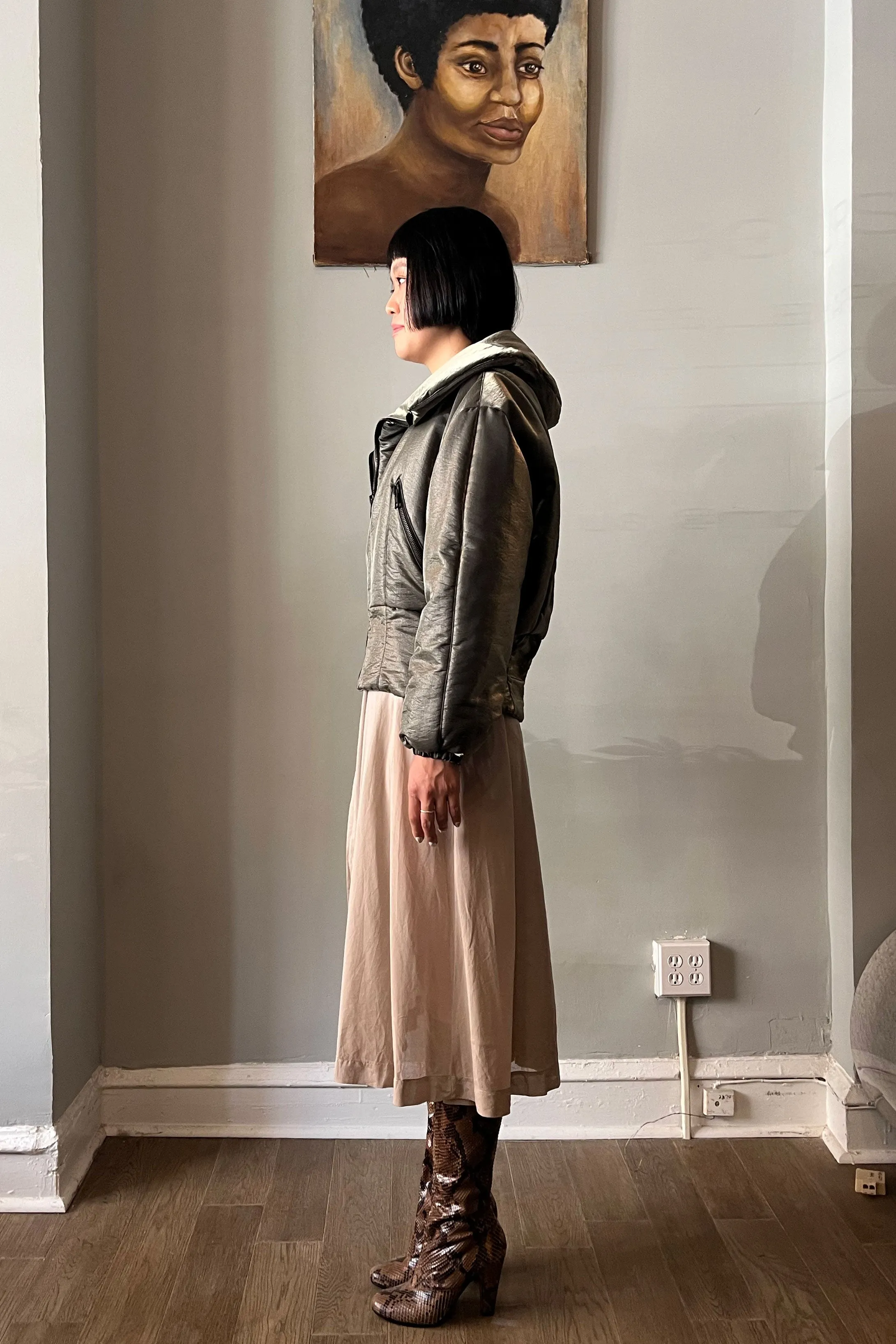 State of Claude Montana Metallic Nylon Blend Cropped Puffer