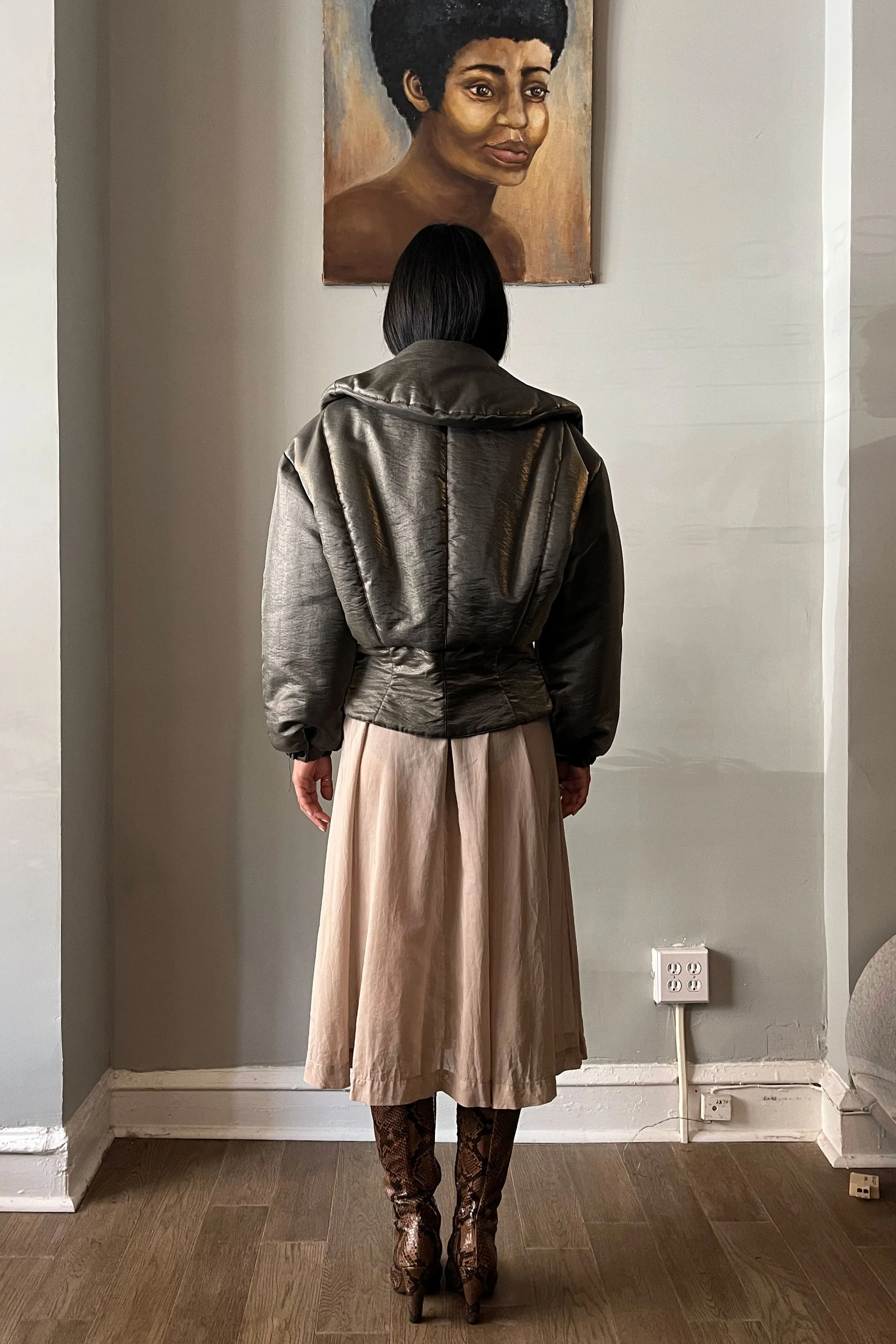 State of Claude Montana Metallic Nylon Blend Cropped Puffer