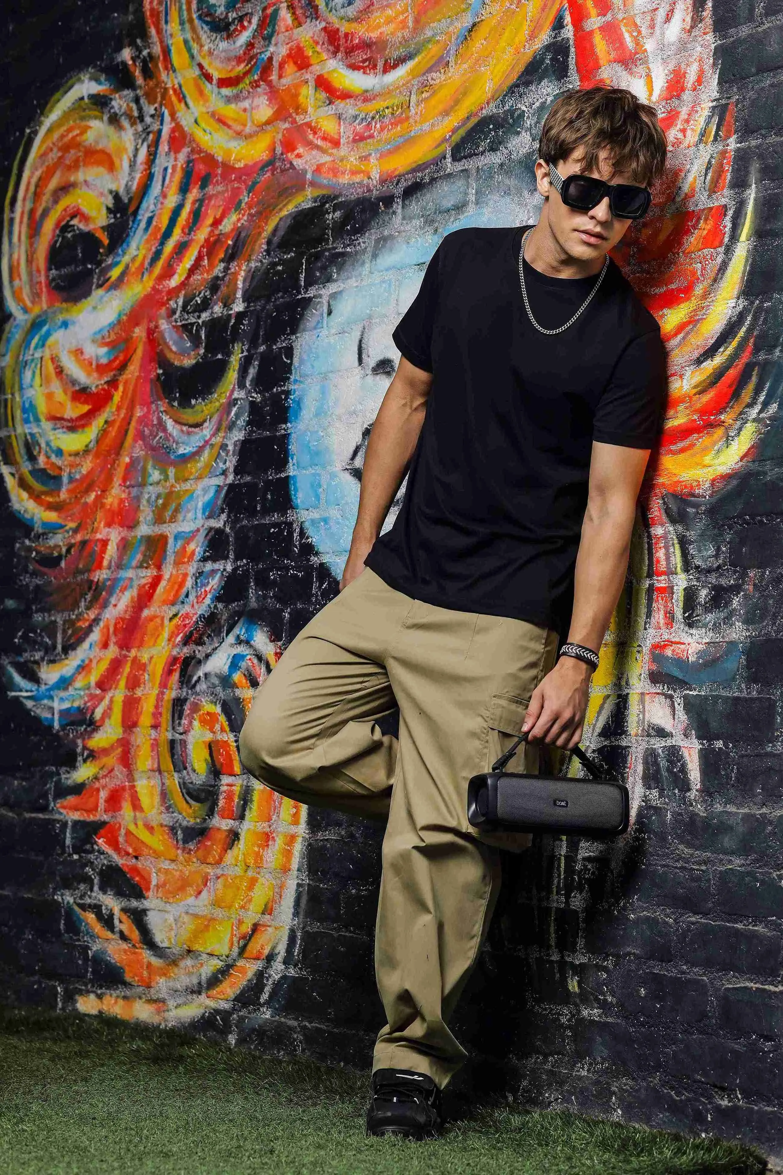 Unisex Baggy fit Beige Cargo Trousers