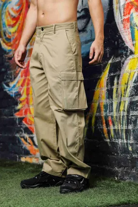 Unisex Baggy fit Beige Cargo Trousers