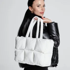 Winter Quilted Puffy Puffer Shoulder Tote Bags-Showtown