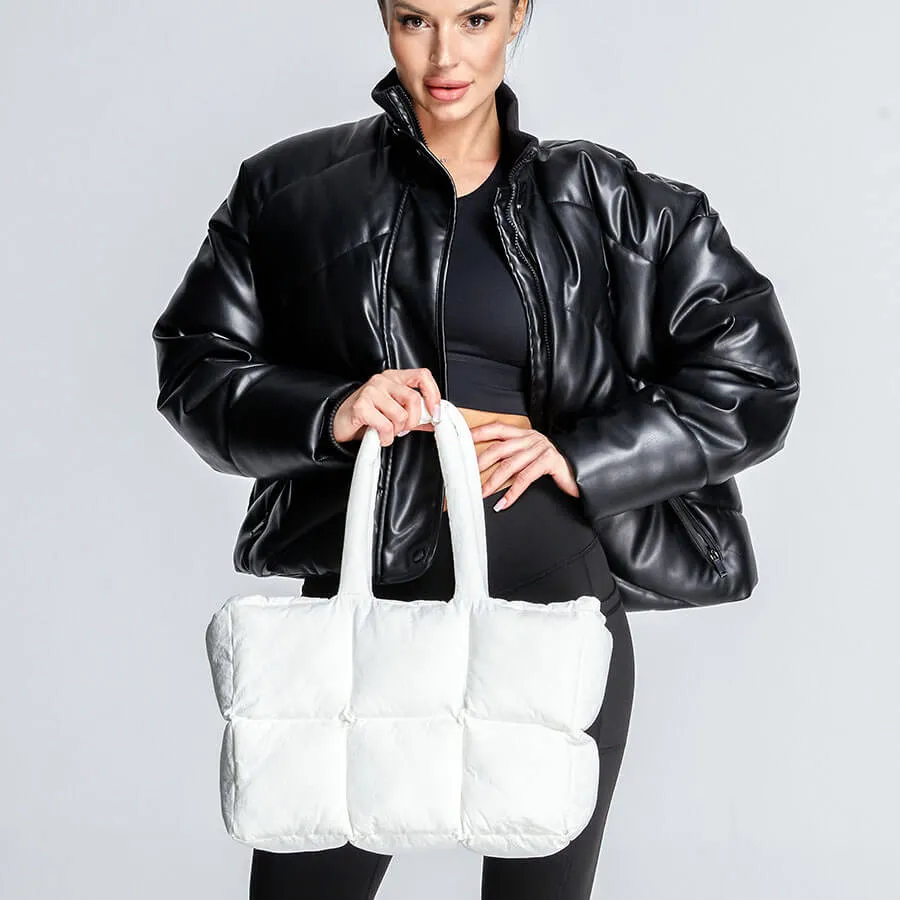Winter Quilted Puffy Puffer Shoulder Tote Bags-Showtown