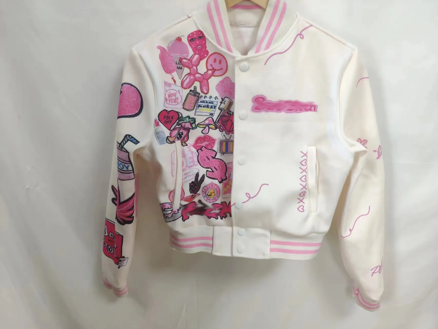 Womens Clothing Print Streetwear Coat Vintage Baseball Letterman Varsity Jacket Coat Bomber Jacket For Women
